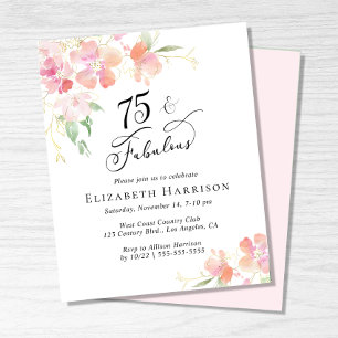 75e anniversaire fête rose florale Invitation