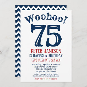 75e anniversaire Invitation Mens Marine Bleu