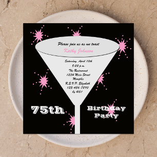 75e anniversaire Invitation Pink 75e toast
