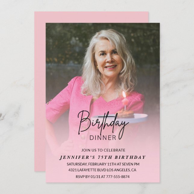 75e anniversaire invitations Anniversaire Dîner Ph (Devant / Derrière)