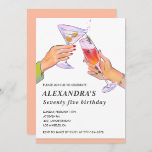 75e anniversaire invitations Cocktail Party Chic