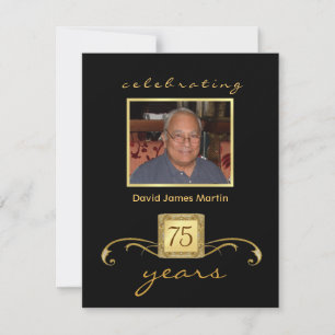 75e anniversaire Invitations de fête - Monogramme 