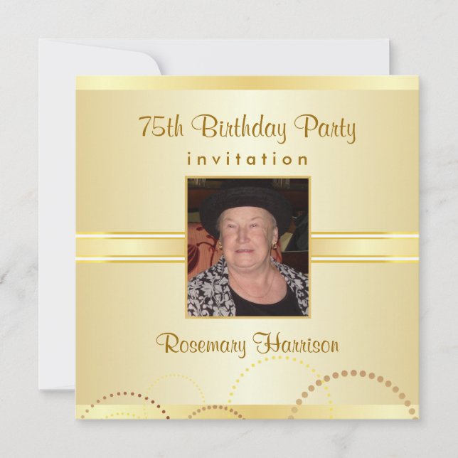 75e anniversaire Invitations - Photo facultative (Devant)