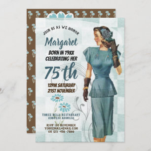 75e anniversaire Invitations Vintage Retro Elegant