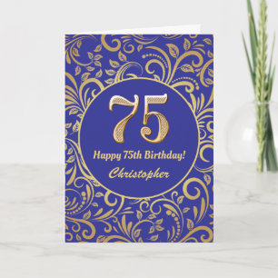 75e anniversaire Marine bleu et or modèle floral