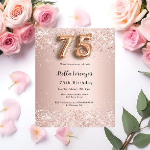 75e anniversaire rose invitation confetti rose or