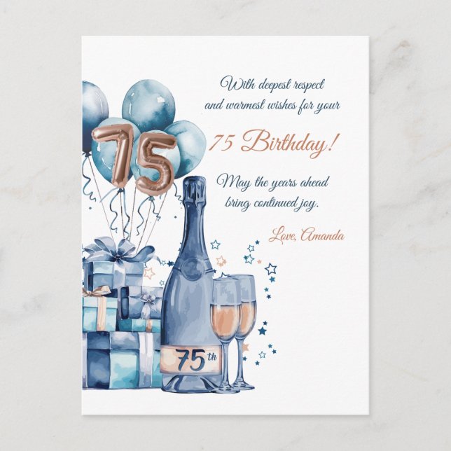 75e carte d'anniversaire personnalisée pour hommes (Devant)
