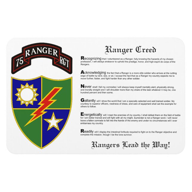75e Ranger Regiment Magnet 4x6 (Horizontal)
