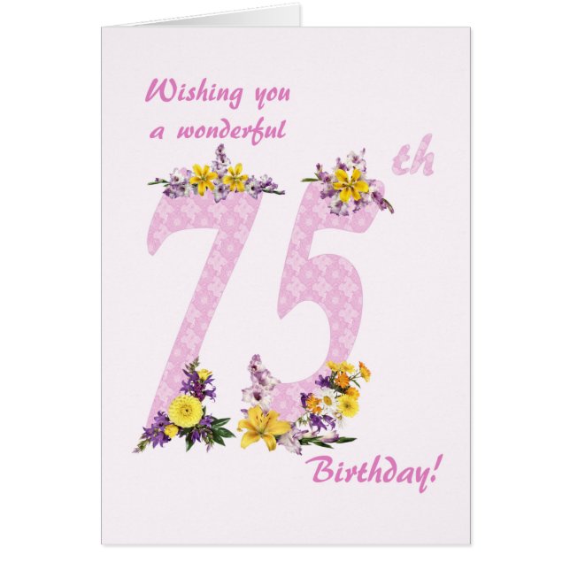 75th Birthday Flower Decorated Numbers (Devant)