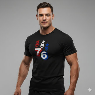 76 Patriotic American Skulls Vintage 1776 T-Shirt
