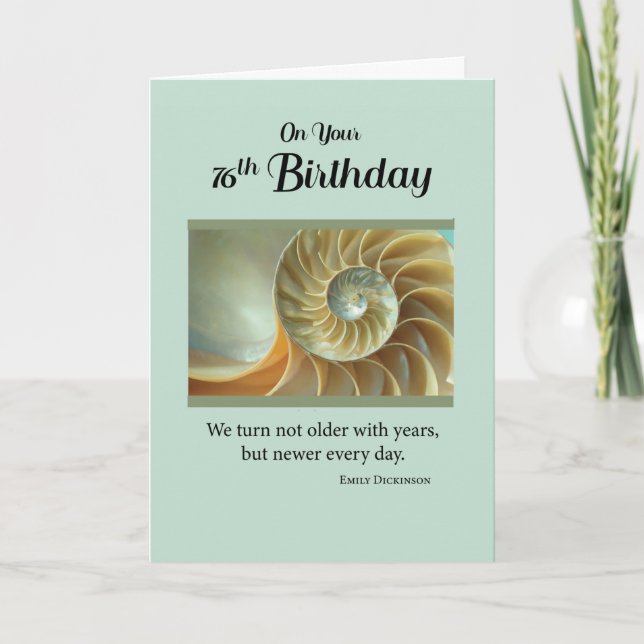 76e anniversaire avec coquillage Spiral sur carte  (Devant)