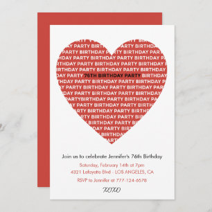 76e anniversaire invitation Girl xoxo amouretheart