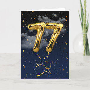77e Anniversaire Gold Mylar Balloon et carte Confe