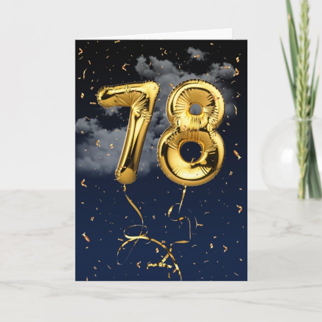 78e Anniversaire Mylar Balloon or et carte Confett (Devant)
