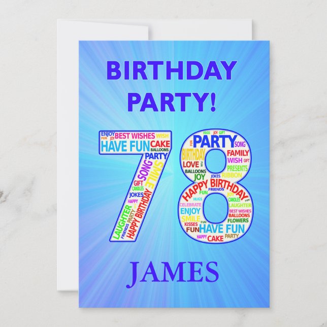 78th Birthday Party Invitation Ajouter un nom (Devant)
