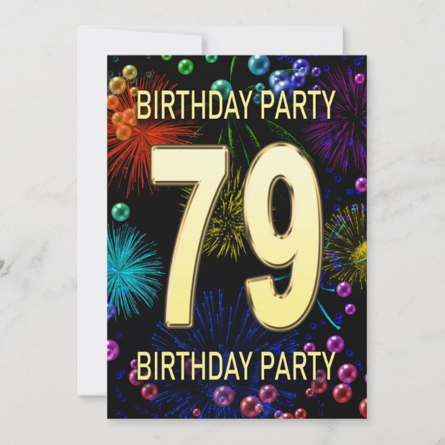 79e anniversaire Invitation Feu d'artifice (Devant)