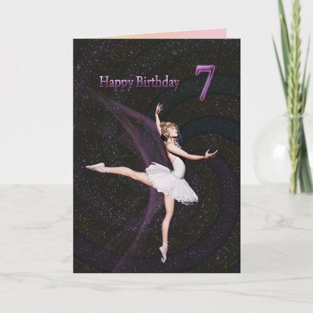 7 ans, une carte d'anniversaire de ballerine (Devant)