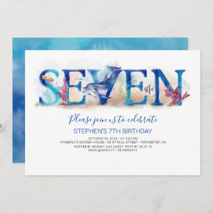 7 Invitation d'anniversaire Bleu profond sous la v