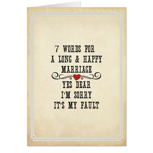 7 Mots Pour un Mariage Long et Heureux (Devant)