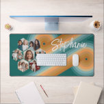 7 Photo Collage funky hexagone couleur coucher de<br><div class="desc">Ce montage photo amusant comprend une place pour 7 photos. La grille comprend une grille de photos en forme d'hexagone avec beaucoup de place pour ajouter vos photos de fête préférées. L'art rétro de la ligne rayée aux couleurs du coucher de soleil ajoute un peu de fantaisie au design. Les...</div>