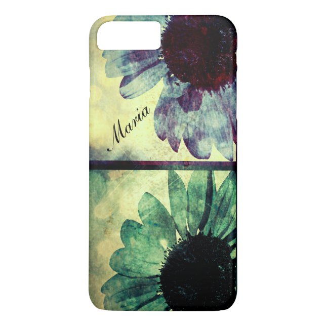 7 Plus Vert et bleu Sunflowers Art iPhone 7+ Coque (Dos)