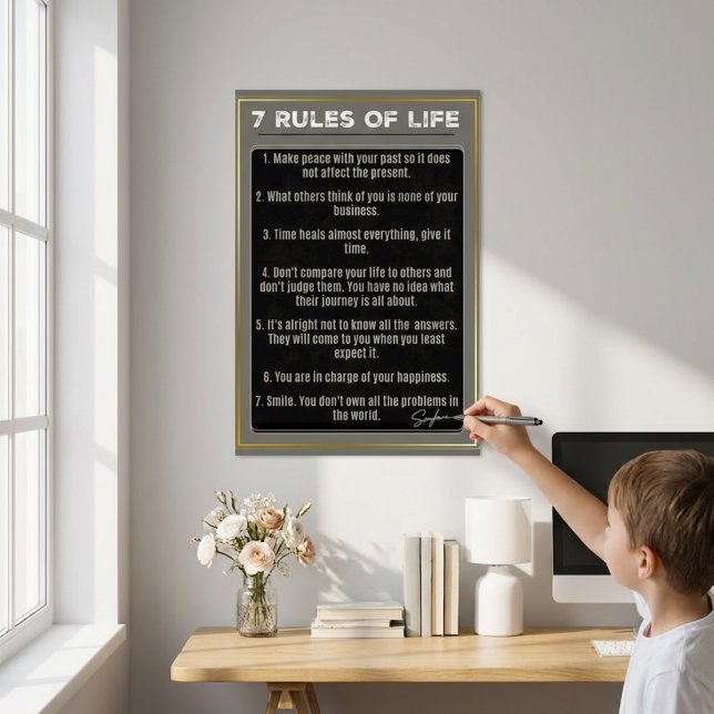 7 Règles De Vie, Imprimé, Papier Poster De Valeur  (7 Rules of Life Motivational Educational Wall Art)