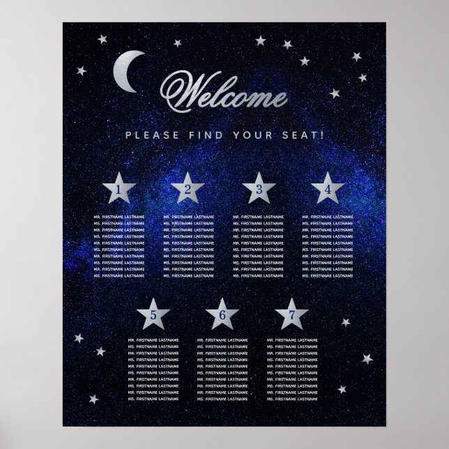 7 Tableau Étoiles du ciel Mariage céleste Carte de (Devant)