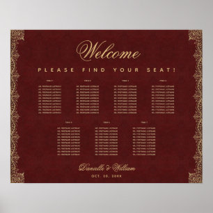 7 Tableau Vintage Burgundy Gold Script Diagramme d