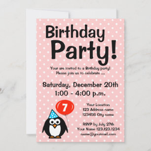 7e anniversaire invitations de fête avec mignon ma