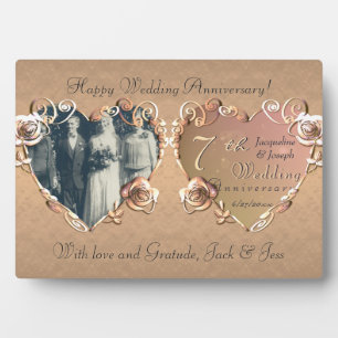 7e anniversaire Mariage Coppery Rose Plaque