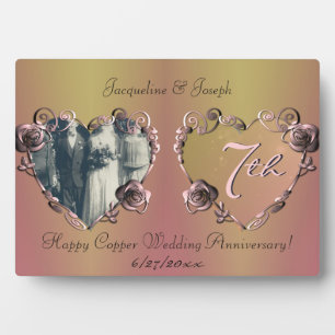 7e anniversaire Mariage Coppery Rose Plaque