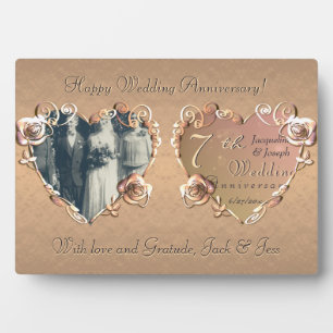 7e anniversaire Mariage Coppery Rose Plaque