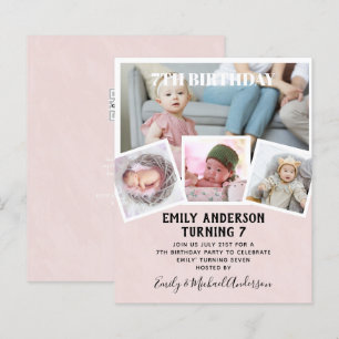7E Anniversaire Photo Collage Invitation Garçon fi