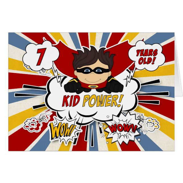 7e anniversaire pour les garçons Super Kid Red Com (Devant horizontal)