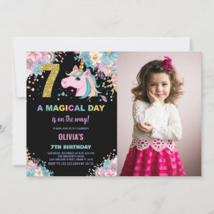 7e anniversaire Unicorn Birthday Invitations photo