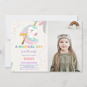 7e anniversaire Unicorn Birthday Invitations photo