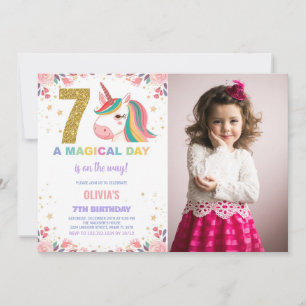 7e anniversaire Unicorn Birthday Invitations photo
