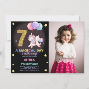 7e anniversaire Unicorn Birthday Invitations photo