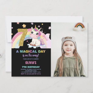 7e anniversaire Unicorn Birthday Invitations photo