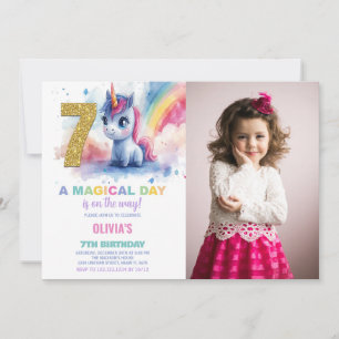 7e anniversaire Unicorn Birthday Invitations photo
