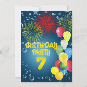 7e fête d'anniversaire Invitation avec ballons