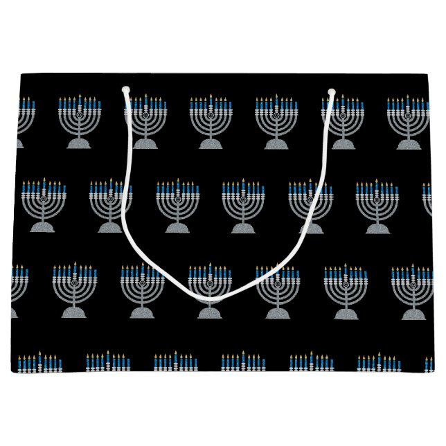 7e nuit de Hanoukka Parties scintillant Grand sac  (Devant)