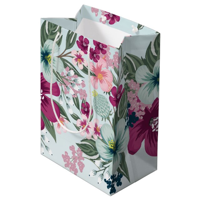 7lx4.5wx10h sac cadeau moyen Fleurs tropicales sur (Dos Angle)