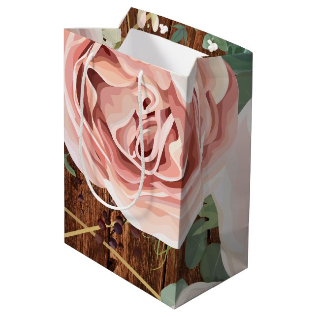 7lx4.5wx10h Sac cadeau moyen Rose de jardin géomét (Dos Angle)