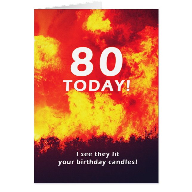 80 Anniversaire Humour de bougie de feu de forêt (Devant)