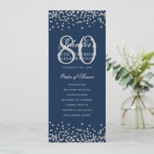 80 Anniversaire Programme Argent Confetti Menu Mar