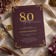 80 ans et Fabulux Invitation d'anniversaire Bourgo