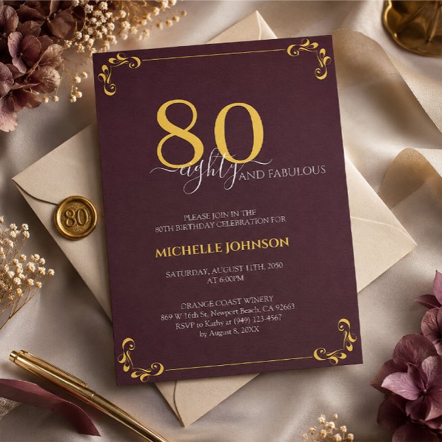 80 ans et Fabulux Invitation d'anniversaire en Bou (Créateur téléchargé)