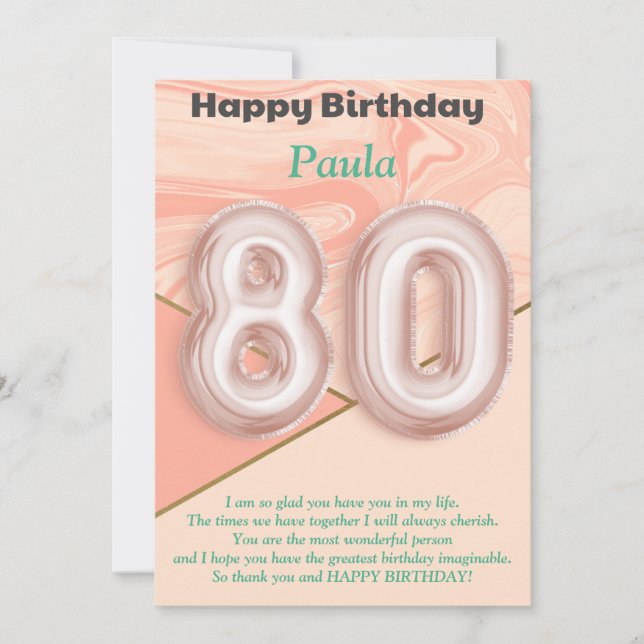 80 ans filles Bonne carte d'anniversaire (Devant)