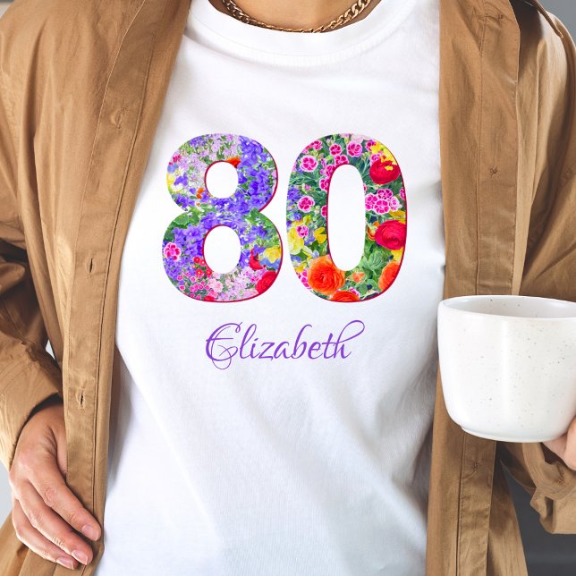 80 ans fleuri invité d'honneur t-shirt (Créateur téléchargé)